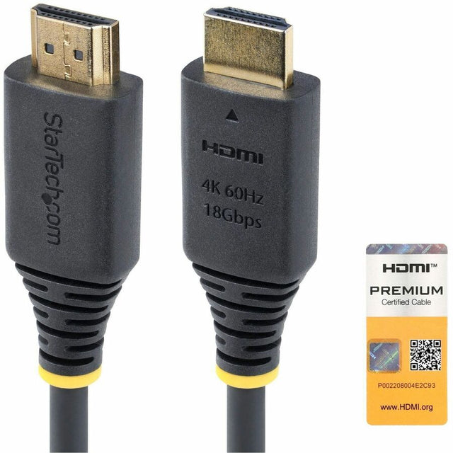 StarTech.com 6ft (1.8m) Premium Certified High Speed HDMI Cable, 4K 60Hz/1440p 144Hz, 18Gbps, UHD HDMI 2.0 Cord, TPE Jacket