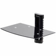 StarTech.com Floating Wall-Mounted AV Shelf, Adjustable Height Shelf For Under TV A/V Equipment, Black Tempered Glass Shelf