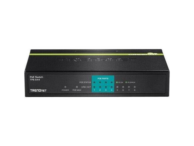 TRENDnet 8-Port 10/100Mbps PoE Switch, 4 x 10/100 Ports, 4 x 10/100 PoE Ports, 30W PoE Power Budget, 1.6 Gbps Switching Capacity, 802.3af, Lifetime Protection, Black, TPE-S44