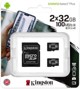 Carte microSDHC Kingston Canvas Select Plus 32 Go Classe 10/UHS-I (U1) V10 - Lot de 2