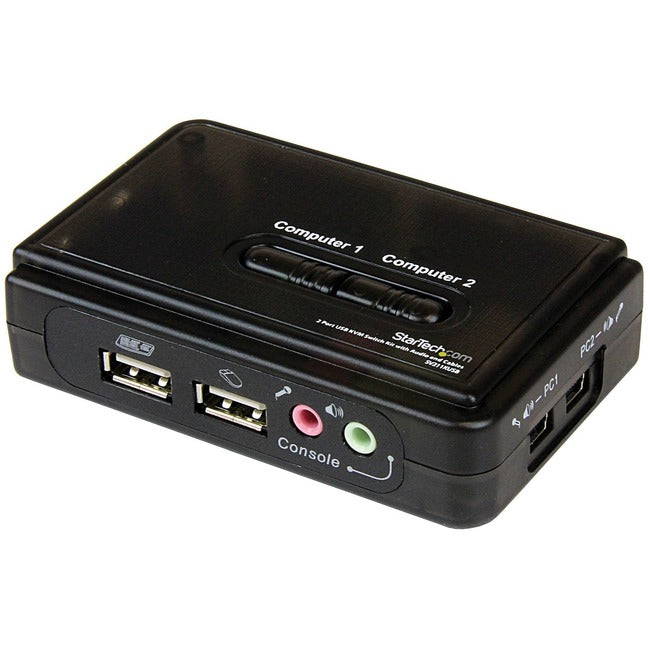 Kit KVM USB 2 ports StarTech.com avec câbles et commutation audio - Commutateur KVM / audio - USB - 2 ports - 1 utilisateur local