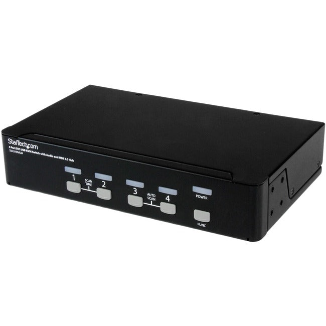 StarTech.com Commutateur KVM 4 ports DVI + USB avec audio - Commutateur KVM - Hub USB 2.0 - 2 ports - 1 utilisateur local - 1U