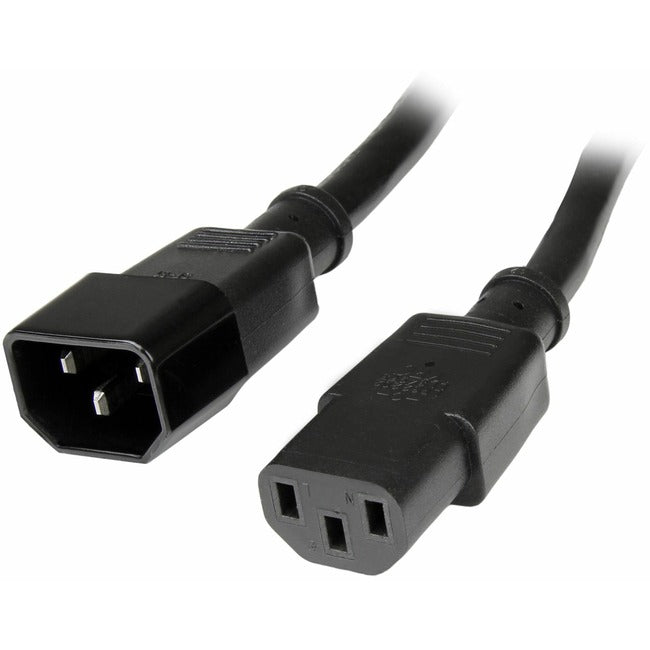 StarTech.com Rallonge d'alimentation de 0,3 m (1 pi), C14 vers C13, 10 A 125 V, 18 AWG, rallonge de cordon d'alimentation pour ordinateur, câble d'extension d'alimentation