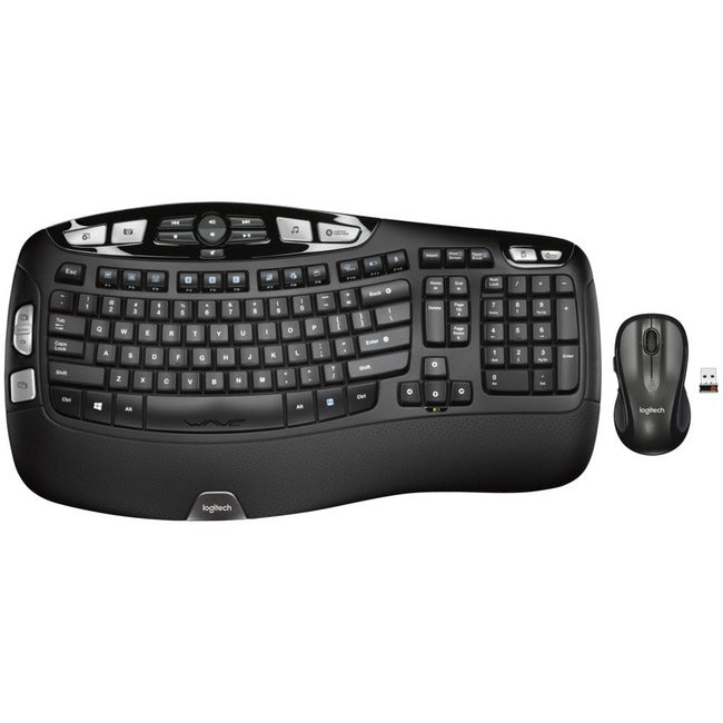 Logitech MK550 Wireless Wave Keyboard and Mouse Combo, Ergonomic Wave Design, Black