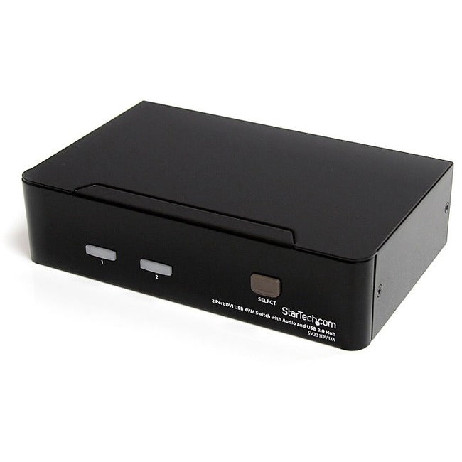 StarTech.com Commutateur KVM 2 ports DVI + USB avec audio - Commutateur KVM - Hub USB 2.0 - 2 ports - 1 utilisateur local - 1U