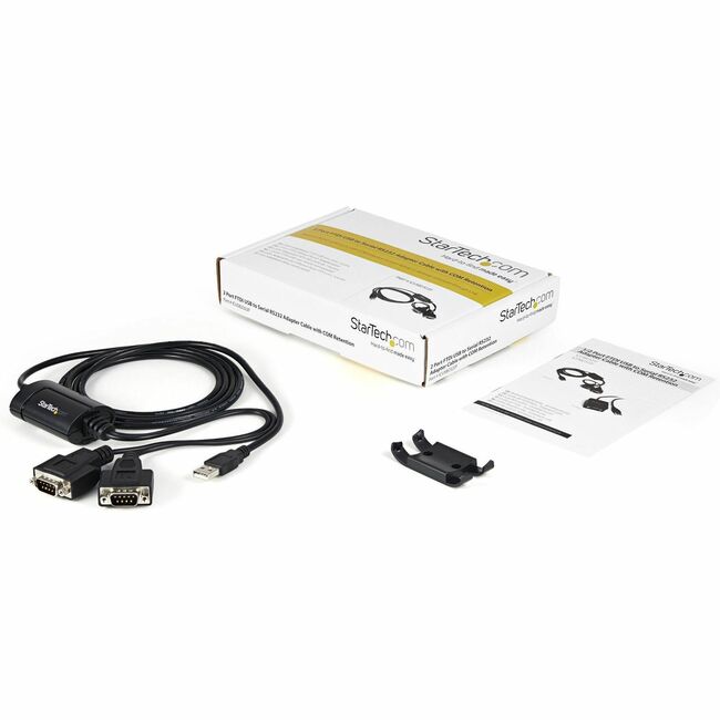 StarTech.com USB to Serial Adapter - 2 Port - COM Port Retention - FTDI - USB to RS232 Adapter Cable - USB to Serial Converter