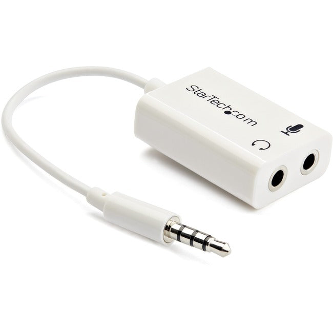 Adaptateur répartiteur de casque StarTech.com 3,5 mm 4 positions vers 2 x 3 positions 3,5 mm M/F - Blanc