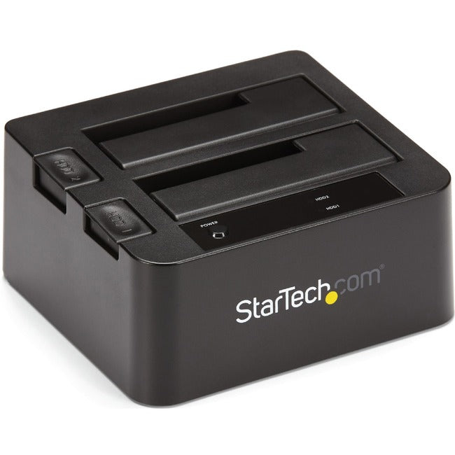 StarTech.com Station d'accueil pour disque dur USB 3.1 vers SATA à double baie, SATA I/II/III 2,5/3,5 pouces, station d'accueil SSD/HDD, baie pour disque dur USB, chargement par le haut