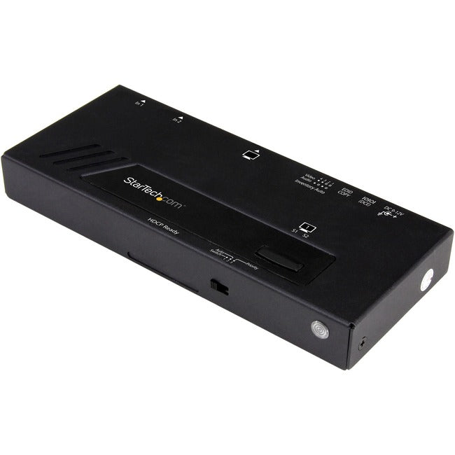 StarTech.com 2-Port HDMI Automatic Video Switch - 4K 2x1 HDMI Switch with Fast Switching, Auto-Sensing and Serial Control