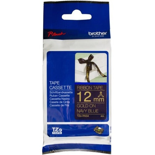 Ruban adhésif Brother PTouch Gold sur bleu marine 12 mm x 4 m