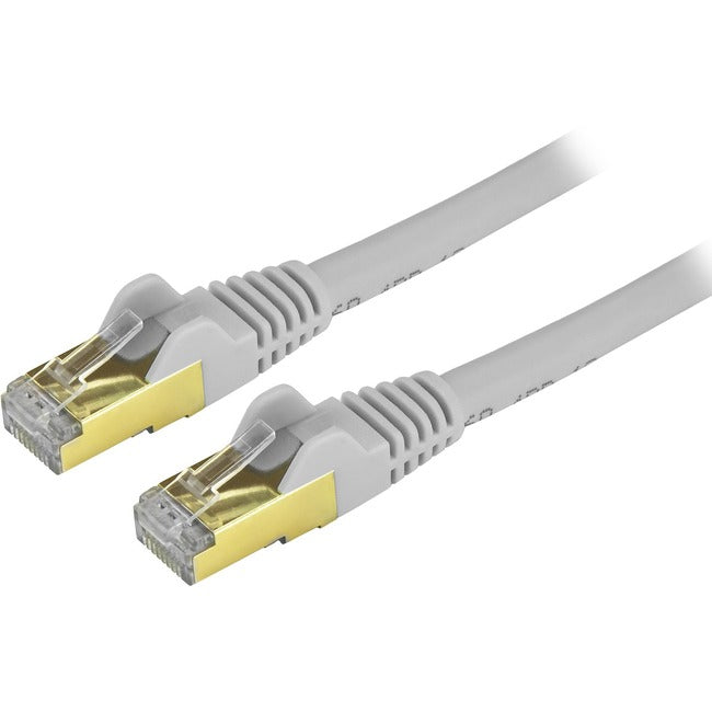 Câble Ethernet CAT6a de 15,2 cm de StarTech.com - Cordon de raccordement PoE 10 Gigabit catégorie 6a blindé sans accroc 100 W - Câblage certifié UL/TIA 10 GbE gris