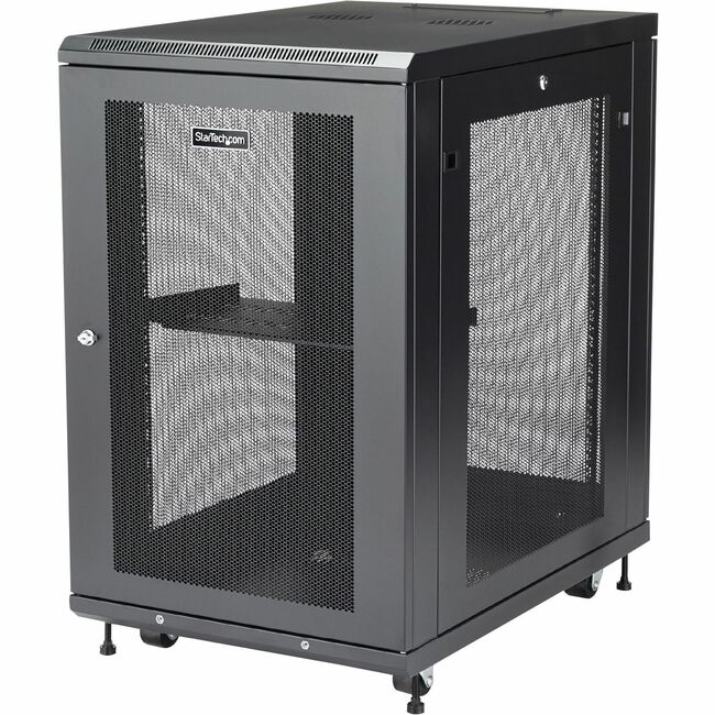 StarTech.com Armoire de serveur 18U à 4 montants, armoire de données 19 pouces pour ordinateur/équipement informatique, rack réseau domestique, rack de serveur demi-hauteur