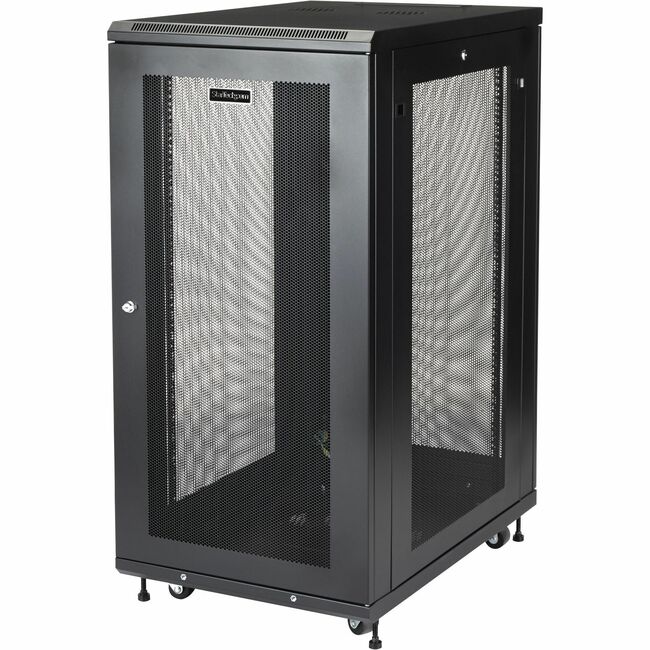 StarTech.com 4-Post 24U Server Rack Cabinet, 19" Data Rack Cabinet for Computer / IT Equipment, Home Network Rack, Half Height Server Rack