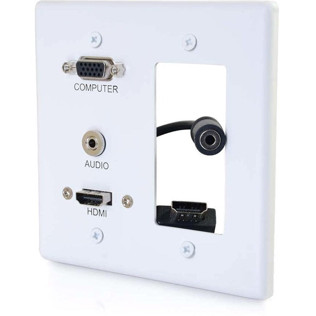 C2G 2-Gang HDMI, VGA and 3.5mm Audio Wall Plate - One Decorative Cutout