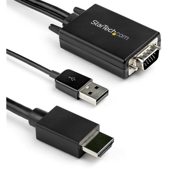 StarTech.com Câble convertisseur VGA vers HDMI de 3 m avec prise en charge audio USB - Câble adaptateur vidéo analogique vers numérique 1080p - VGA mâle vers HDMI mâle