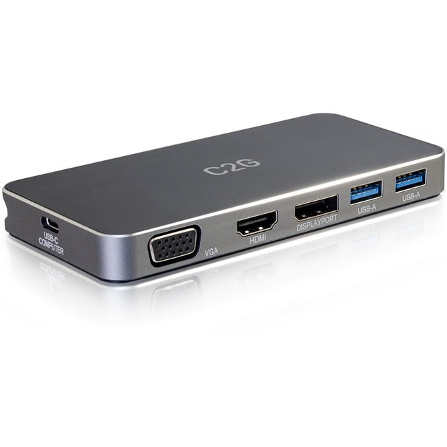 Station d'accueil pour ordinateur portable C2G USB C pour deux écrans - HDMI, DisplayPort, VGA - Alimentation jusqu'à 100 W