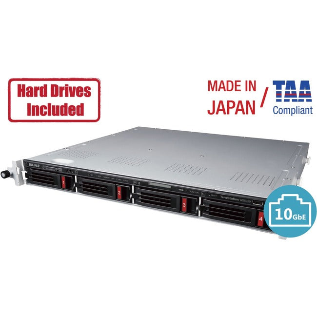 Buffalo TeraStation 5420RN Windows Server IoT 2019 Standard 16TB 4 Bay Rackmount (4x4TB) NAS Hard Drives Included RAID iSCSI