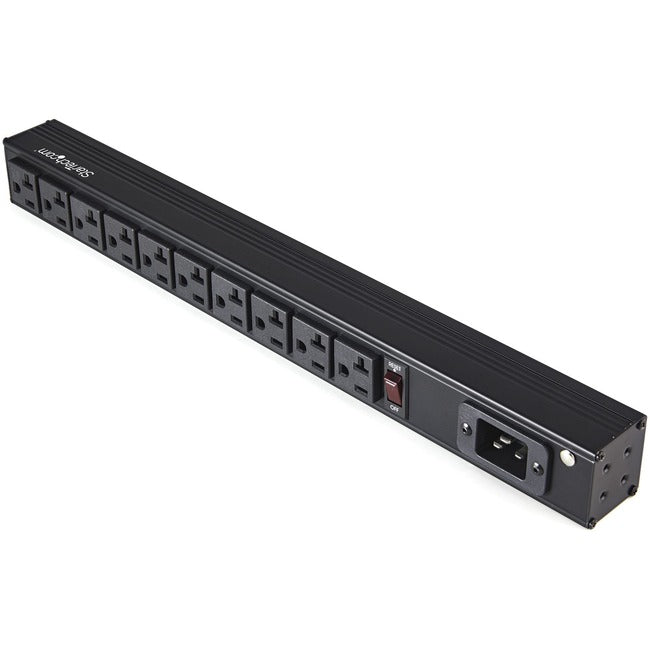 StarTech.com Multiprise 125 V/16 A à 10 prises pour montage en rack, PDU horizontal 1U pour montage en rack 19", entrée NEMA 5-20P, 10 prises NEMA 5-15/20R