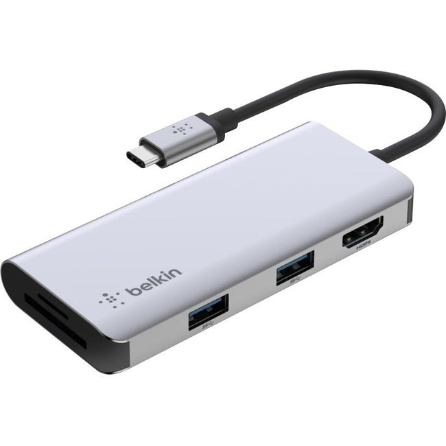 Adaptateur multiport 5 en 1 USB-C de Belkin, station d'accueil pour ordinateur portable, 2 ports USB-A 3.1, HDMI 4K à 30 Hz, transfert de données jusqu'à 5 Gps