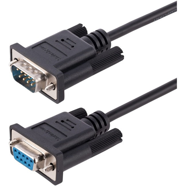StarTech.com Câble null modem série RS232 de 3 m, câble série croisé avec blindage Al-Mylar, câble de port COM série DB9 femelle vers mâle, F/M