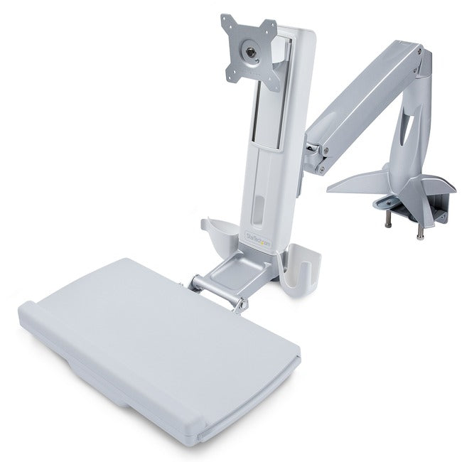 StarTech.com Bras d'écran assis-debout, plateau pour clavier, support de bureau pour station de travail assis-debout jusqu'à 27 pouces VESA, convertisseur de bureau debout