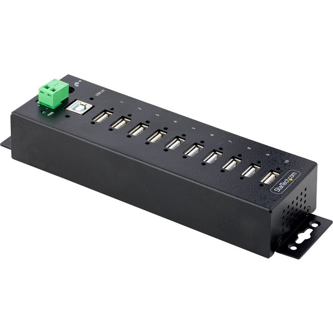 StarTech.com HUB USB 2.0 industriel à 10 ports, hub USB robuste avec protection ESD de niveau 4, hub USB-A montable sur DIN/mur/bureau, hub d'extension USB