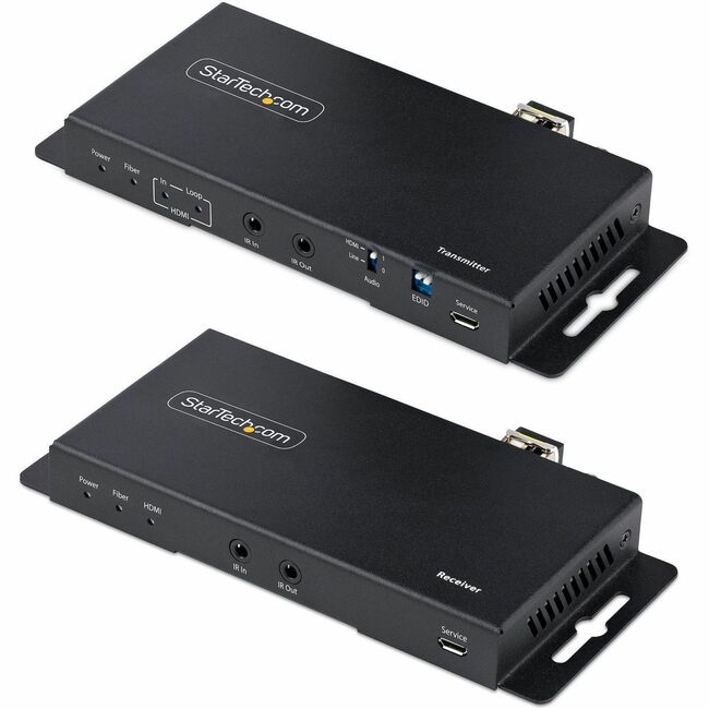 StarTech.com 4K HDMI over Fiber Extender Kit, 4K 60Hz, 3300ft (1km) Single Mode/1000ft (300m) Multimode LC Fiber Optic, HDR, IR Extender