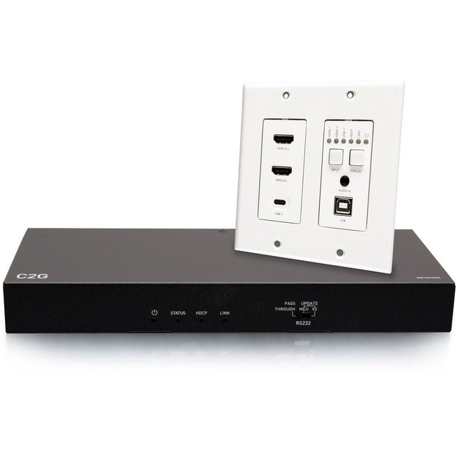 C2G HDMI HDBaseT + USB C + USB B to A over Cat Wall Plate TX + Receiver Box