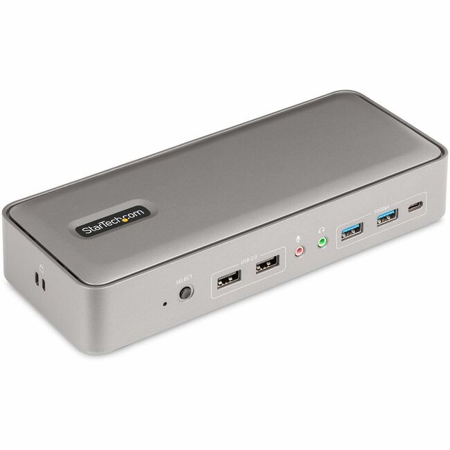 StarTech.com Station d'accueil KVM USB-C pour deux ordinateurs portables, station d'accueil KVM DisplayPort 4K 60 Hz pour deux écrans, 5 hubs USB, GbE, 90 W/45 W PD, Windows/Mac